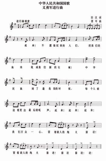 国歌的简谱_长笛国歌的简谱(3)