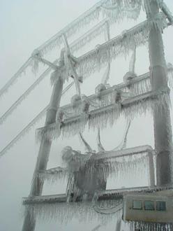 Ice-covered transformer in Tongren, Guizhou province.