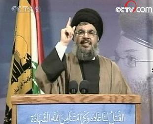 Hezbollah chief Nasrallah made an address at Moughniyah's funeral.(CCTV.com)