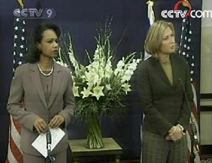 At a news conference with Israeli Foreign Minister Tzipi Livni in Jerusalem, Rice said Israeli and Palestinian leaders intend to resume peace negotiations.(CCTV.com)