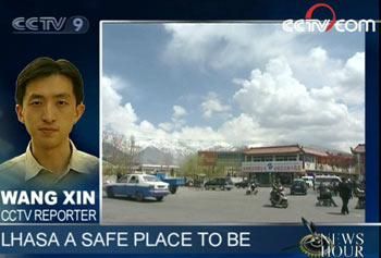CCTV reporter Wang Xin talked to us from Lhasa. He introduced the situation in the city three weeks after the riots.