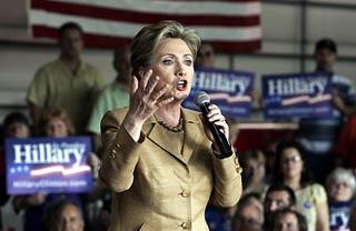 Democratic presidential candidate Senator Hillary Clinton (D-NY) speaks during a campaign stop at the Merrillville Fire Department Station #2 in Merrillville, Indiana, May 5, 2008.(Xinhua/Reuters Photo)