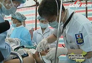 Several foreign medical teams have arrived at the quake hit areas to help out, including a team from Japan. Right now they are treating injured people at Huaxi Hospital in the city of Chengdu.