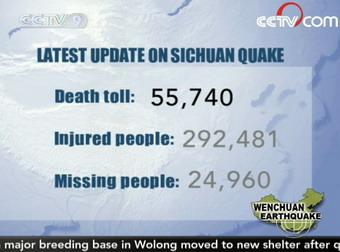 China earthquake death toll rises to 55,740