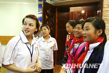 More than 300 teenagers from China's quake-hit provinces have arrived at the 