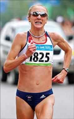 British marathon racer Paula Racliffe competed at Beijing Olympics with a stress fracture. [Agencies]