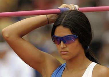 Leryn Franco of Paraguay is pictured during the women's javelin throw qualification round at the 'Bird's Nest' National Stadium during the 2008 Beijing Olympic Games on August 19, 2008. Leryn Franco has been named by many the most beautiful woman at this year's Olympics. (Photo: Xinhua forum)