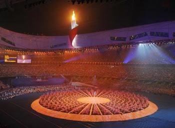 Photo taken on Sept. 6, 2008 shows the general view of the opening ceremony of the Beijing 2008 Paralympic Games in the National Stadium in Beijing, China.(Xinhua/Chen Shugen)