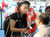 Chinese wheelchair fencer Jin Jing acts as interviewer 