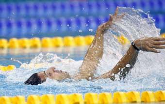 Christos Tampaxis of Greece wins the gold medal in the S1 final of Men's 50m Backstroke. The Men's 50m Backstroke finals of the Beijing 2008 Paralympic Games were held at the National Aquatics Center in Beijing on September 15, 2008. [Xinhua]