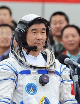 Chinese taikonaut Liu Boming attends the setting-out ceremony at the taikonauts' apartment compound of the Jiuquan Satellite Launch Center in northwest China's Gansu Province, Sept. 25, 2008. China counted down Thursday to its third manned space mission Shenzhou-7 which will include the country's first ever space walk. (Xinhua/Li Gang)