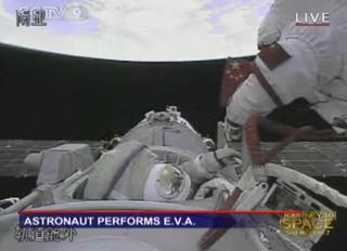 Astronaut performs E.V.A