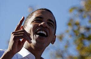 U.S. Democratic presidential nominee Senator Barack Obama speaks at a campaign rally in Philadelphia, October 11, 2008.(Xinhua/Reuters Photo)