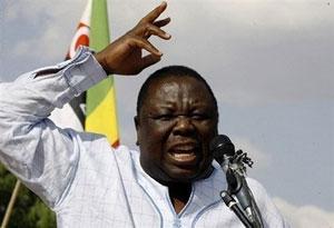 Movement for Democratic Change (MDC) leader Morgan Tsvangirai speaks to supporters at a rally in Harare on October 12.(AFP/File/Desmond Kwande)