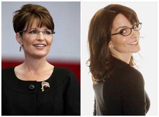 A combination photo shows Republican vice presidential nominee Alaska Governor Sarah Palin (L) attending a rally in Henderson, Nevada Oct. 21, 2008 and actress Tina Fey posing for a portrait during a media day promoting the film "Baby Mama" in New York April 14, 2008. Fey says she glues her ears down for her popular television impressions of Sarah Palin, but it took her a while to accept she was almost a perfect double for the Republican vice presidential candidate. "When I first saw her, I didn't think we looked alike at all," Fey told TV Guide in an interview released on Oct. 21, 2008.(Xinhua/Reuters Photo)