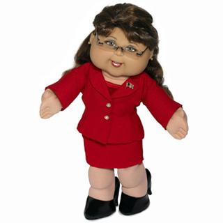 A Cabbage Patch Kids doll created to resemble US Republican vice presidential nominee Sarah Palin is shown in this handout image. Palin and other dolls resembling the candidates will be auctioned off for charity on eBay.[Agencies]