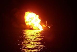 The Indian navy has released a photo showing the outcome of its battle with a Somali pirate ship.