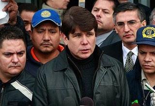 Illinois Governor Rod Blagojevich speaks to the media after visiting with workers occupying the Republic Windows and Doors factory December 8, 2008 in Chicago, Illinois.(AFP/Getty Images/File/Scott Olson)