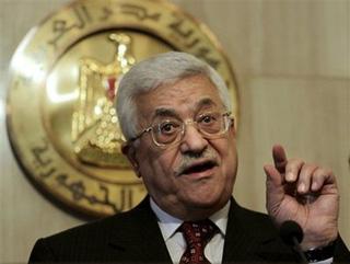Palestinian authority President Mahmoud Abbas looks on during a press conference following his meeting with Egyptian President Hosni Mubarak, not in picture, at the Presidential palace in Cairo, Egypt, Sunday, Dec. 28, 2008.(AP Photo/Amr Nabil)