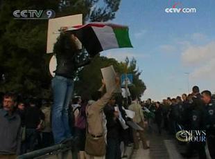 Protesters from the political left, including Israeli-Arabs, waved Palestinian flags and called for a halt to Israeli operations.(CCTV.com)