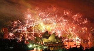 Fireworks explode over the Sydney Harbour Bridge and Opera House during a pyrotechnic show to celebrate the New Year January 1, 2009. Known for its choreographed and themed fireworks displays, this year's show, nicknamed 