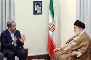 Iran's supreme leader Ayatollah Ali Khamenei (R) meets with the political supremo of Palestinian Islamist movement Hamas, Khaled Meshaal (L), in Tehran.(AFP)