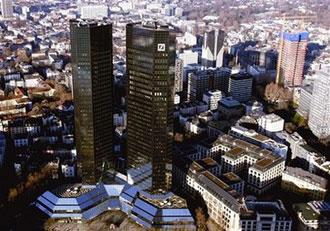 The twin tower headquarters of the Deutsche Bank in Frankfurt, central Germany, Jan. 2, 2006. Deutsche Bank AG confirmed Thursday Feb. 5, 2009 that a hefty (AP Photo/Michael Probst, File)