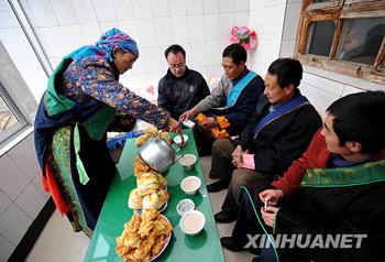 Tibetans have started to celebrate their New Year holiday on the eve of the Tibetan New Year. Families are gathering together to enjoy traditional feasts.