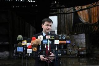 Britain's International Development Secretary Douglas Alexander speaks during a press conference at the UN headquarters in Gaza City the first trip to Gaza by a British minister since Hamas seized power in the enclave in June 2007.(AFP/Mohammed Abed)