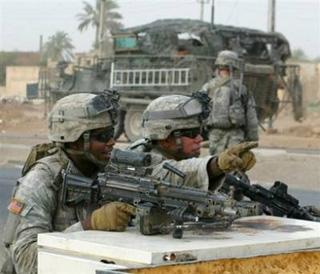 US soldiers at a streetside position in west Baquba, 2008.(AFP/File/Ali Yussef)