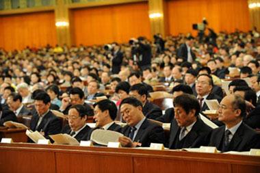 The fourth plenary meeting of the Second Session of the 11th National Committee of the Chinese People's Political Consultative Conference (CPPCC) is held at the Great Hall of the People in Beijing, capital of China, March 9, 2009. (Xinhua/Li Xueren)