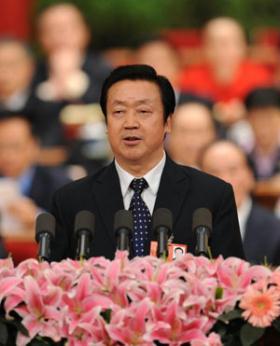 President of China's Supreme People's Court Wang Shengjun delivers a report on the work of the Supreme People's Court during the third plenary meeting of the Second Session of the 11th National People's Congress (NPC) at the Great Hall of the People in Beijing, capital of China, March 10, 2009. (Xinhua/Huang Jingwen)