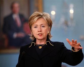 U.S. Secretary of State Hillary Rodham Clinton speaks about piracy and Somalia, Wednesday, April 15, 2009, at the State Department in Washington.(AP Photo/Manuel Balce Ceneta)