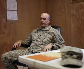 U.S. Army Lt. Col. Kevin Landers, commander of the the 4th Engineer Battalion is seen in his empty office at Camp Victory in Baghdad, Iraq, Monday, April 20, 2009.Barely a month after arriving in Iraq, an Army combat engineer battalion that clears bombs from roads is heading to Afghanistan, in what the military says is the largest movement of personnel and equipment from one war front to antoher.(AP Photo/ Maya Alleruzzo)