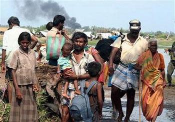 n this photograph released by the Sri Lankan military April 20, 2009 shows what the army says are thousands of people fleeing an area held controlled by the Tamil Tiger separatists in northeastern Sri Lanka.REUTERS