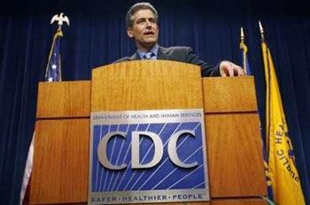 Centers for Disease Control Acting Director Richard Besser, M.D. answers questions regarding the swine flu at the Centers for Disease Control headquarters in Atlanta, Georgia April 24, 2009. A strain of flu never seen before has killed up to 60 people in Mexico and has also appeared in the United States, where eight people were infected but recovered, health officials said on Friday.REUTERS/Tami Chappell(UNITED STATES HEALTH ENVIRONMENT SOCIETY TRAVEL) 