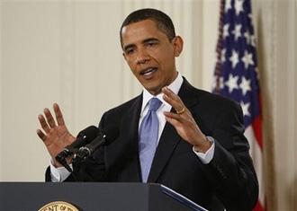 US President Barack Obama speaks during a neWs conference in the East Room at the White House, Wednesday, April 29, 2009, in Washington. (AP Photo/Ron Edmonds)
