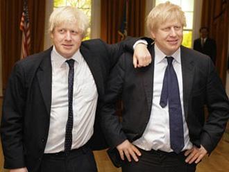 London Mayor Boris Johnson(L) and his wax( R) at Madame Tussauds on Tuesday. [Photo: Agencies]