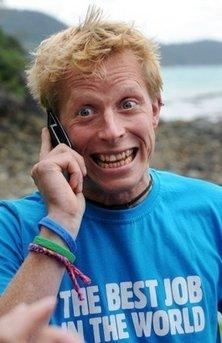 Charity worker Ben Southall telephones his parents on Hamilton Island in the Whitsunday Islands, after being awarded the job of caretaker of an Australian tropical island. The charity worker won "the best job in the world" as caretaker of a tropical island on Australia's Great Barrier Reef after an unprecedented global search.