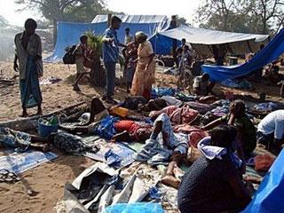 This undated handout picture received on May 12, 2009 from pro-rebel LTTE organisation Tamilnet.com website shows what it claims are patients at a makeshift hospital in Mullivaikkal, which housed a stated total of 2,000 patients at the time of an alleged Sri Lankan Army artillery and mortar attack that killed 47 in the morning of May 12, 2009. (AFP/tamilnet.com)