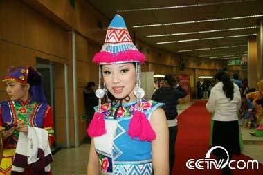 Beautiful ethnic girls with their particular costumes.