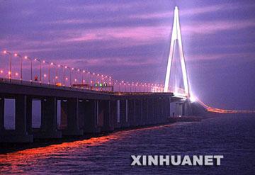 Hangzhou Bay Bridge opens to traffic in 2008.