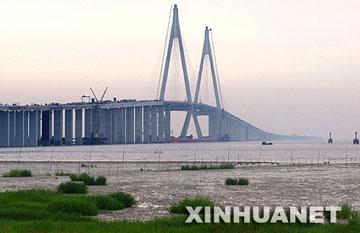 Hangzhou Bay Bridge opens to traffic in 2008.