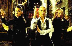 Lucy Liu (left) in her first lead role as Alex Munday in Charlie's Angels.