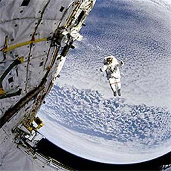 Mark Lee's spacesuit allowed him to fly freely away from the space shuttle during this test of the SAFER backpack. (Image Credit: NASA)
