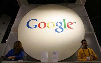 The Google booth is seen at the 2006 Consumer Electronics Show in Las Vegas in this Jan. 5, 2006 file photo. (Xinhua/Reuters File Photo)
