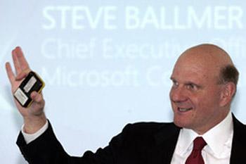 The discussions with Verizon Wireless are a gambit by Microsoft Chief Executive Steve Ballmer to energize a mobile business that has lost buzz among consumers and software developers to Apple's iPhone and Google Inc.'s Android. Above, Mr. Ballmer speaks at a forum on the future of computing in Cologne, Germany on Friday.