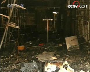 Aftermath of the fire in Yishion clothing store.(CCTV.com)