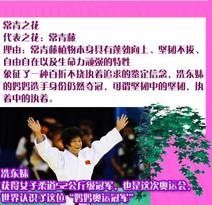冼东妹 代表之花：常青藤 女子柔道52公斤级冠军